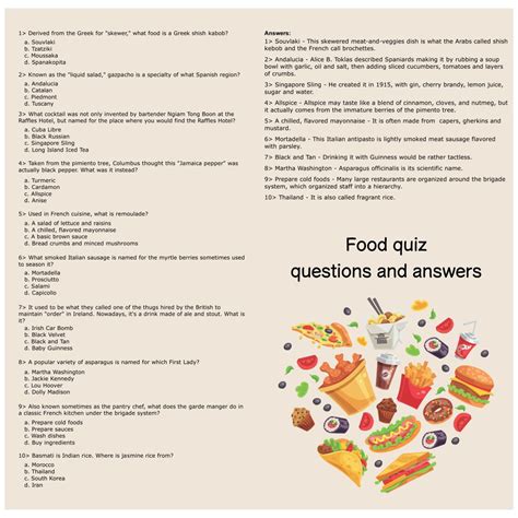 Food Questions And Answers PDF