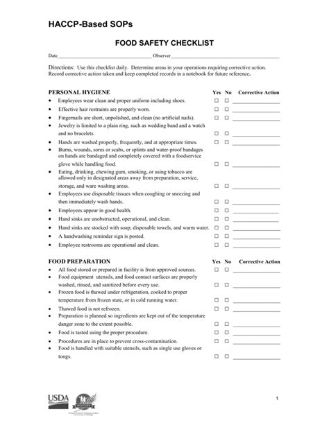 Food Safety Sop Template