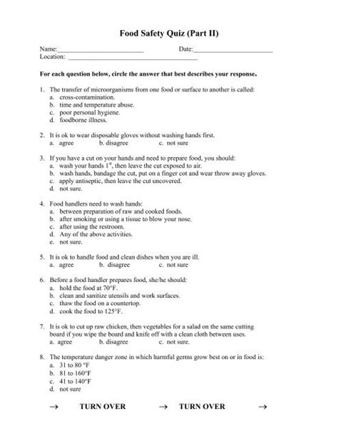 Food Safety Test Questions And Answers Epub