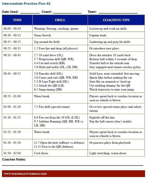 Football practice plan template excel Ebook Epub