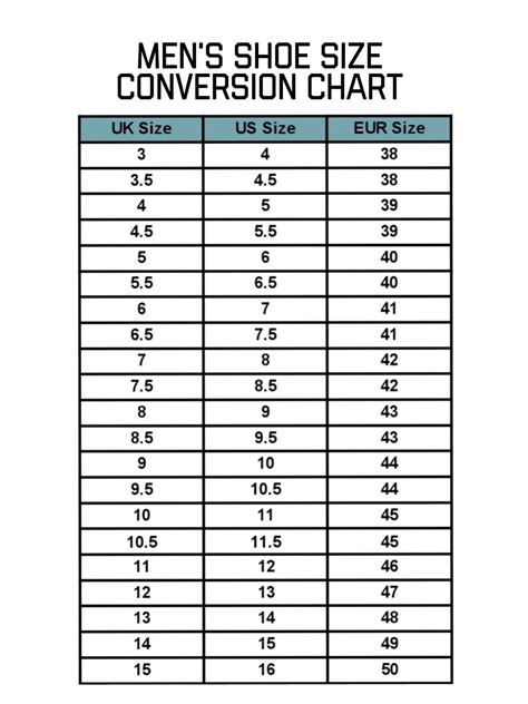 Footwear Sizing Chart