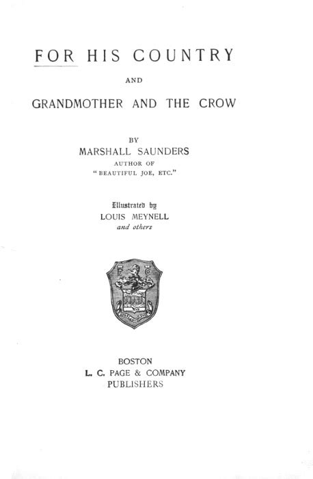 For His Country and Grandmother and the Crow Published 1900