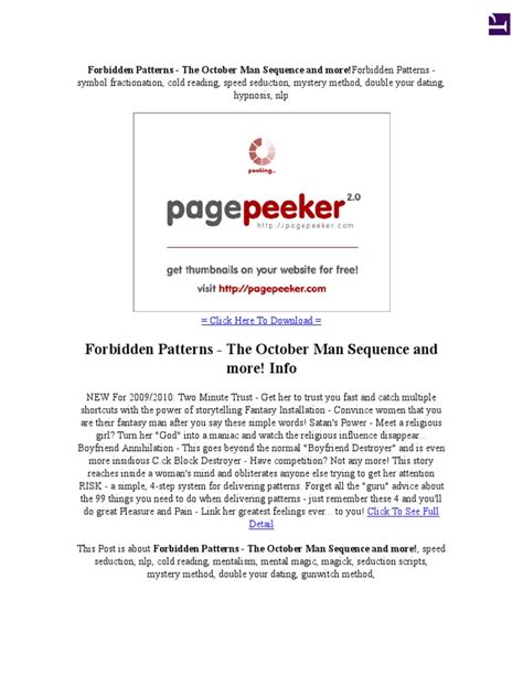 Forbidden Patterns (including October Man sequence) pdf Epub