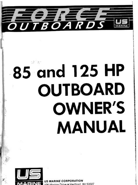 Force 85 125 HP Outboard Owners Manual pdf Kindle Editon