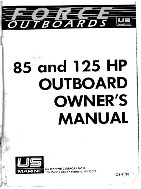 Force 85 125 HP Outboard Owners Manual pdf Kindle Editon