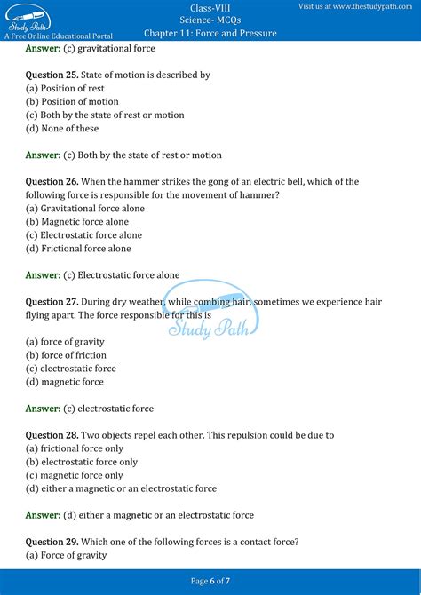 Force and Pressure Class 8 MCQ: Ace Your Science Exam with Ease!