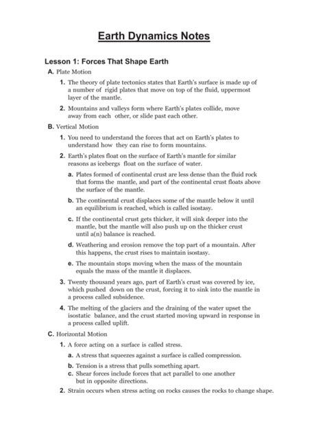 Forces Shaping Earth Answer Key Reader