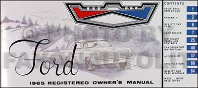 Ford 1965 Registered Owners Manual Ebook Kindle Editon