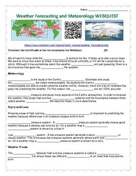 Forecasting The Weather Webquest Answers Reader