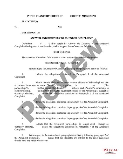 Foreclosure Answer Template PDF