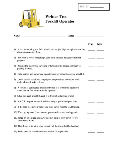 Forklift Quiz Answers PDF