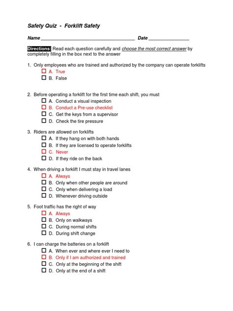 Forklift Safety Quiz And Answers Reader