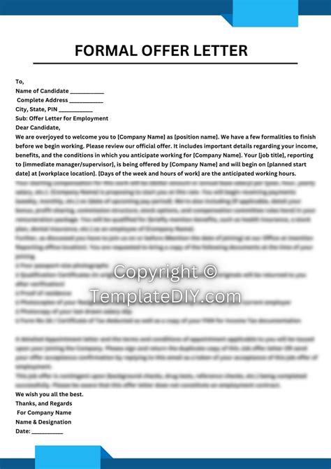 Formal Offer Letter Template
