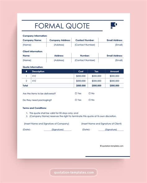 Formal Quote Template