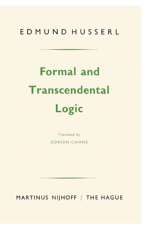 Formal and Transcendental Logic 9th Edition Kindle Editon