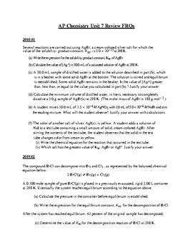 Format of the AP Chem 2022 FRQs