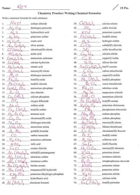 Formula Writing Sheet 1 Answer Key Kindle Editon