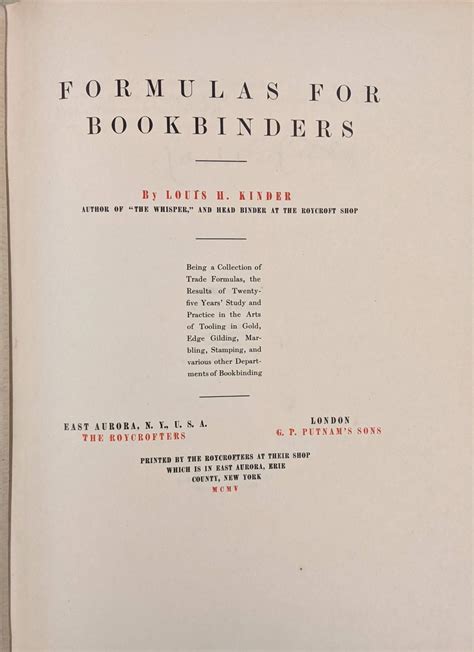 Formulas for Bookbinders... Kindle Editon