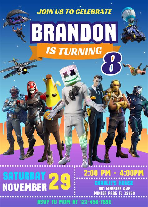 Fortnite Birthday Invitation Template