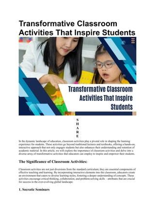 Fostering Student Success Through a Transformative Classroom Environment