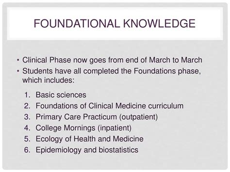 Foundational Sciences Phase