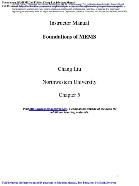 Foundations Of Mems 2nd Solutions Manual Reader