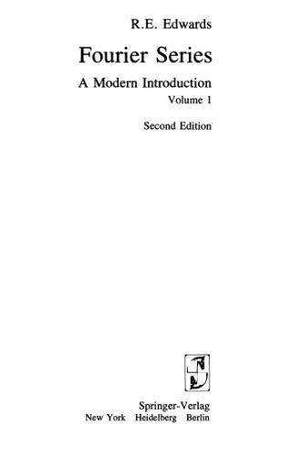 Fourier Series A Modern Introduction Vol. 1 2nd Edition Doc