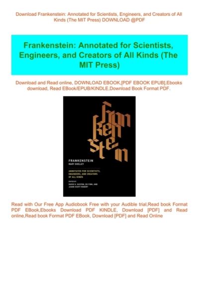 Frankenstein Annotated for Scientists Engineers and Creators of All Kinds MIT Press Epub