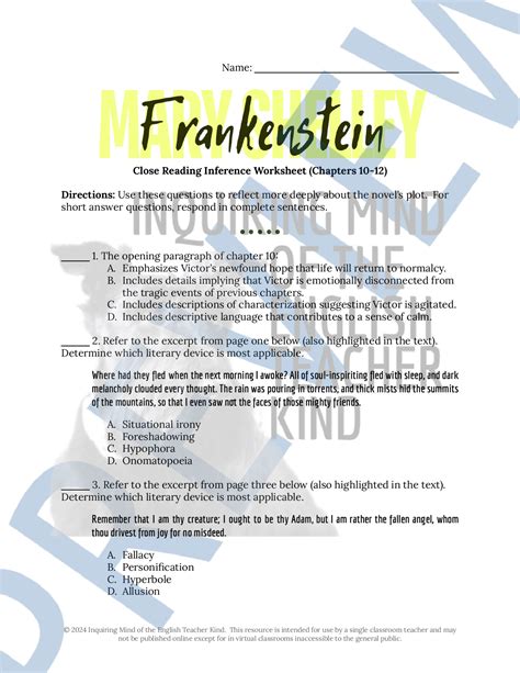 Frankenstein Chapters 10 15 Answers Doc