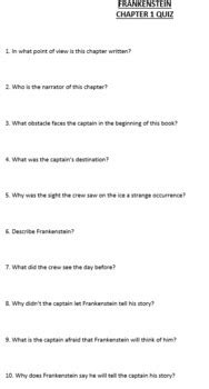 Frankenstein Short Answer Questions PDF