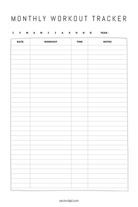Free 2024 Workout Tracker Printable