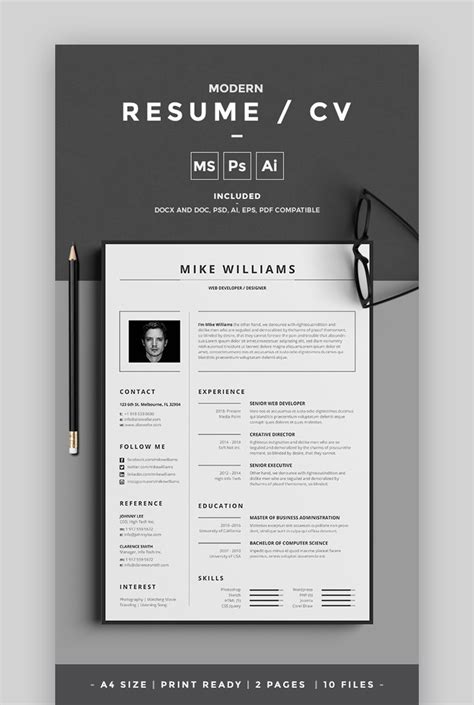 Free Adobe Illustrator Resume Templates
