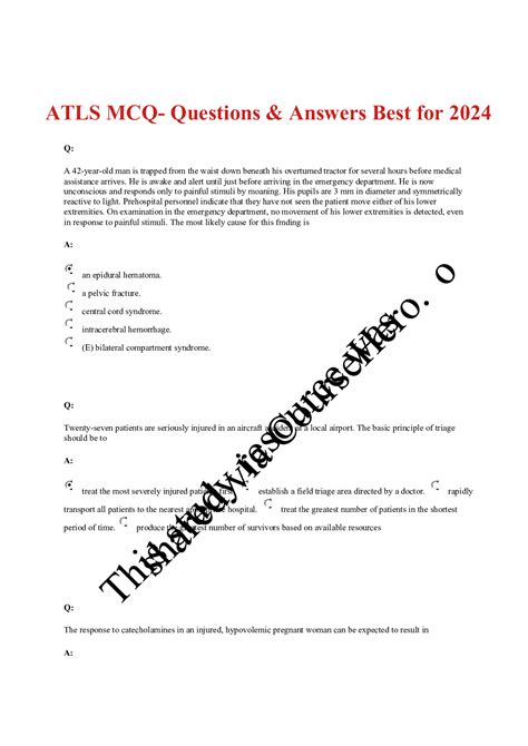 Free Atls Mcq Answers Kindle Editon