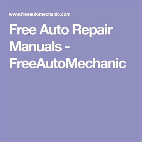 Free Auto Repair Manuals Freeautomechanic Ebook PDF