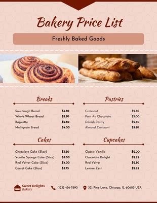 Free Bakery Price List Template
