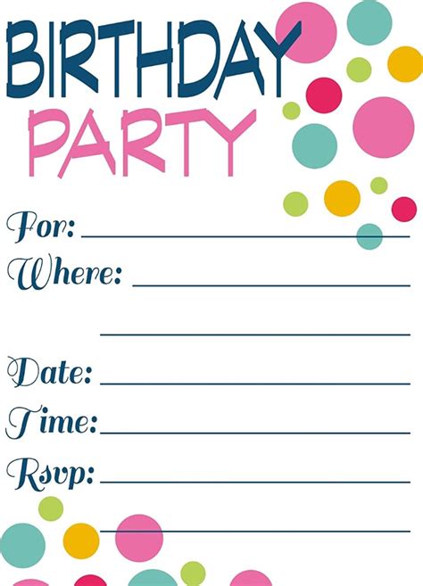 Free Birthday Invites Printable