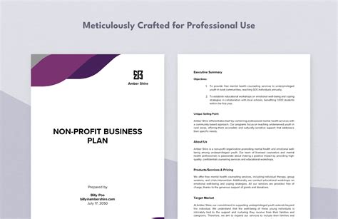 Free Business Plan Template For Non Profit