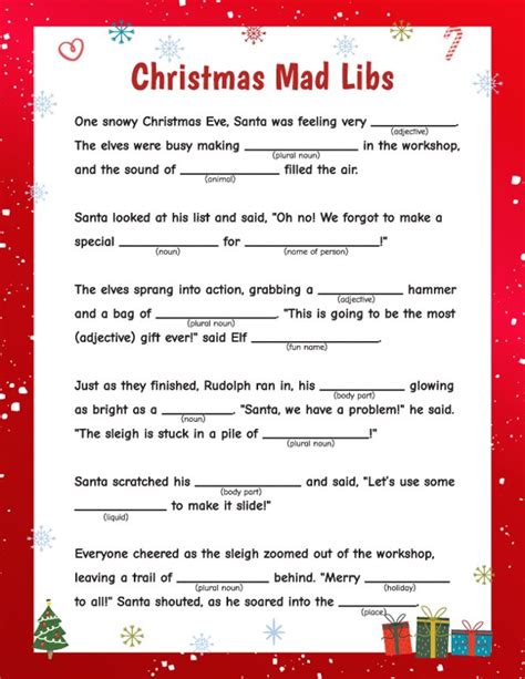 Free Christmas Mad Libs Printables