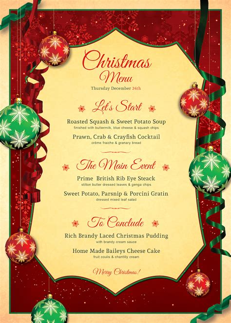Free Christmas Menu Template