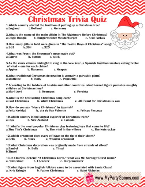 Free Christmas Trivia Printable