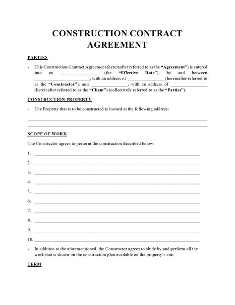 Free Construction Contract Template