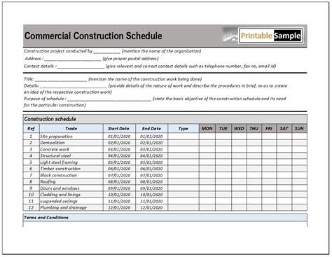 Free Construction Project Schedule Template