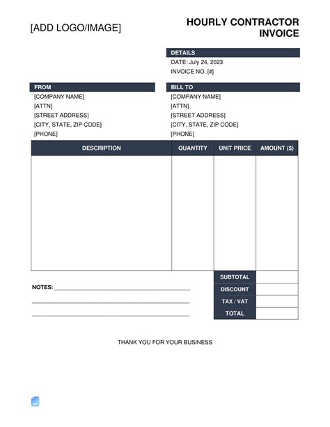 Free Contractor Invoice Template Word