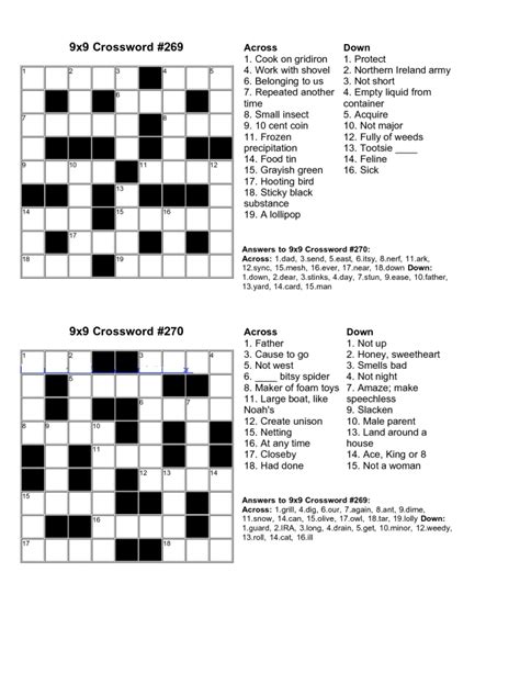 Free Crossword Answers Doc