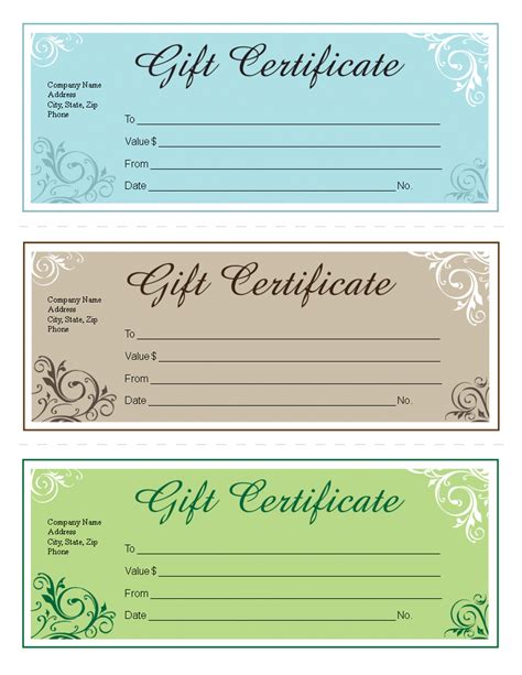 Free Downloadable Gift Certificate Template