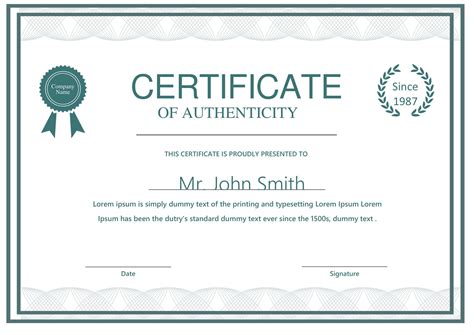 Free Editable Certificate Of Authenticity Template