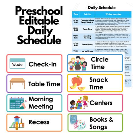 Free Editable Preschool Schedule Printable