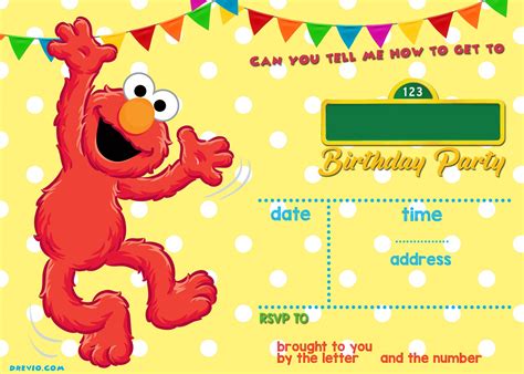Free Elmo Birthday Invitations Template