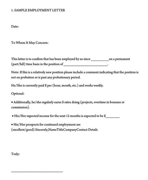 Free Employment Verification Letter Template