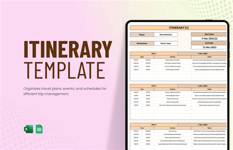 Free Excel Itinerary Template